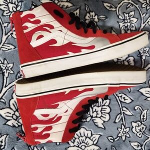 Red Flame High-Top Vans